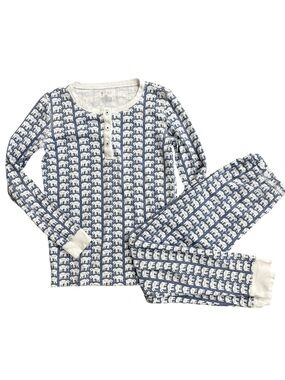 Roller Rabbit Hathi Blue Elephant Pajama Set Top Bottom Kids Size 12